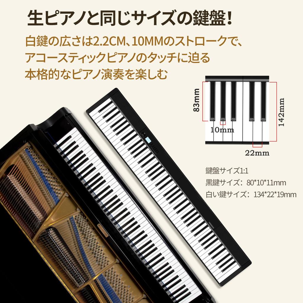 TERENCE V30 Digital 88 5W Dual MIDI with Pedal and and Portable for and Includes Japanese Instruction Black Piano, Keys, Foldable, Touch-Response