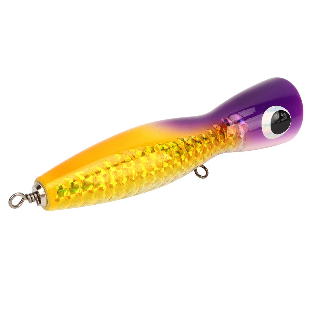 Großer Popper Köder Attraktive Farbe Reflektierendes Design Balsaholz 18cm 120g Holzköder für Barsch Thunfisch GT Forelle 03 Lila