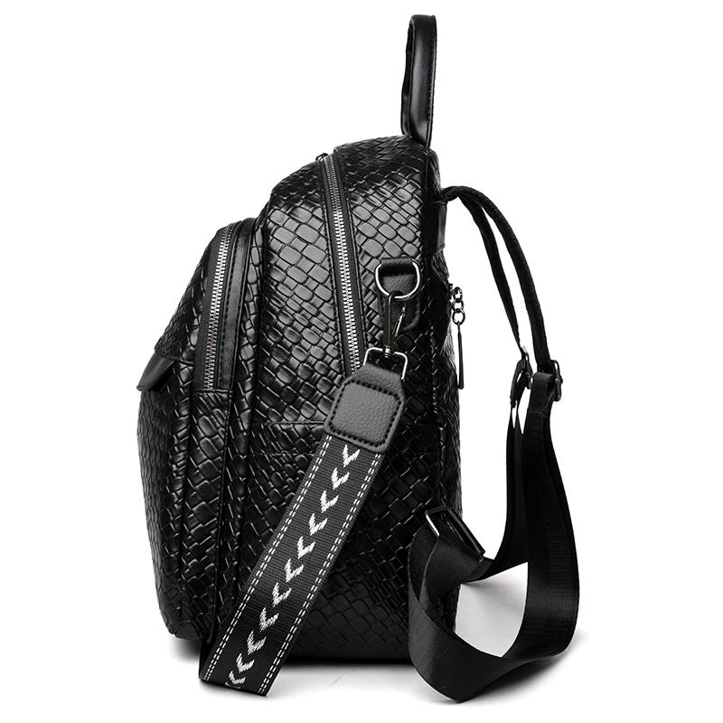 Woven PU Backpack Large Capacity Travel Backpack Women's Multi-functional Shoulder Bag