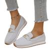 Round Head Metal Buckle Flat Bottom Comfort Casual Shoes Woman Soft Bottom Anti Slip Work Shoes Thick Bottom Slip-on Sneakers