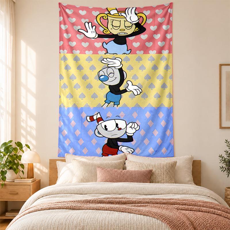 Cuphead Tapestry highquality for decorating living room bedroom dorm walls ideal as bedroom wallart orholiday gift