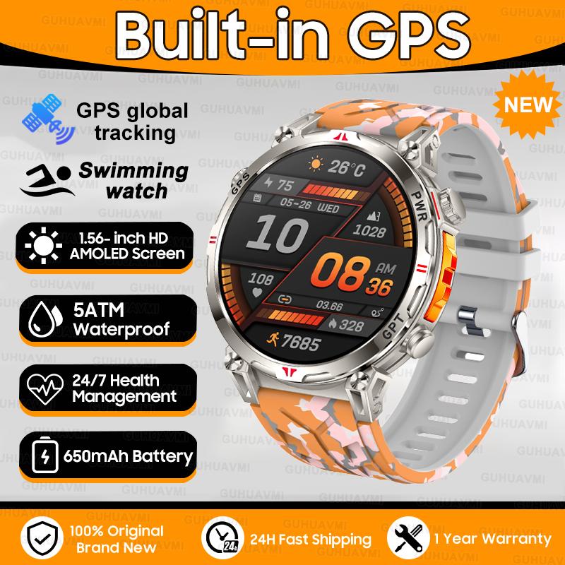 

New Outdoors Sports GPS SmartWatch Cycling Run Swim GPS track Compass Altimeter Chat GPT 5ATM Waterproof Call Smartwatch Men Dual Band GPS