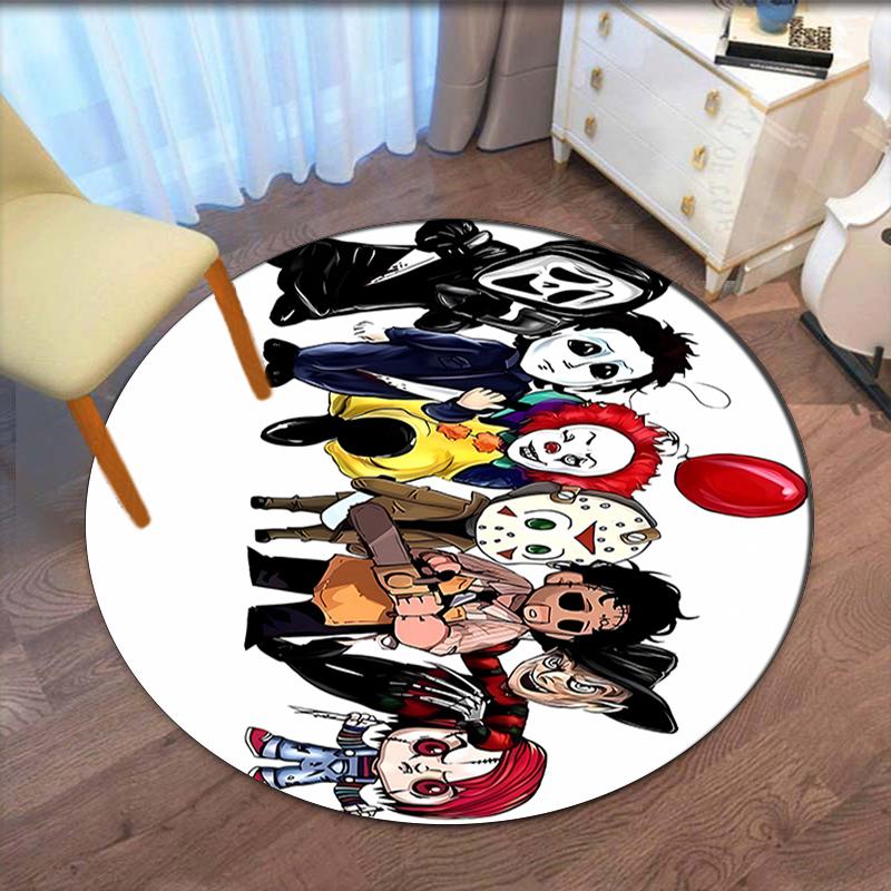 Halloween horror Printed Round Rug Carpet Chair Rug Area Rug Entryway Doormats,for Office Chair Living Room Bedroom Kitchen Room.