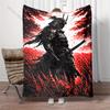 Samurai Standing In Red Field Print Blanket Warm Soft Fluffy Kids and Adult Sofa Bed Throw Blanket Outdoor Travel Camping RV