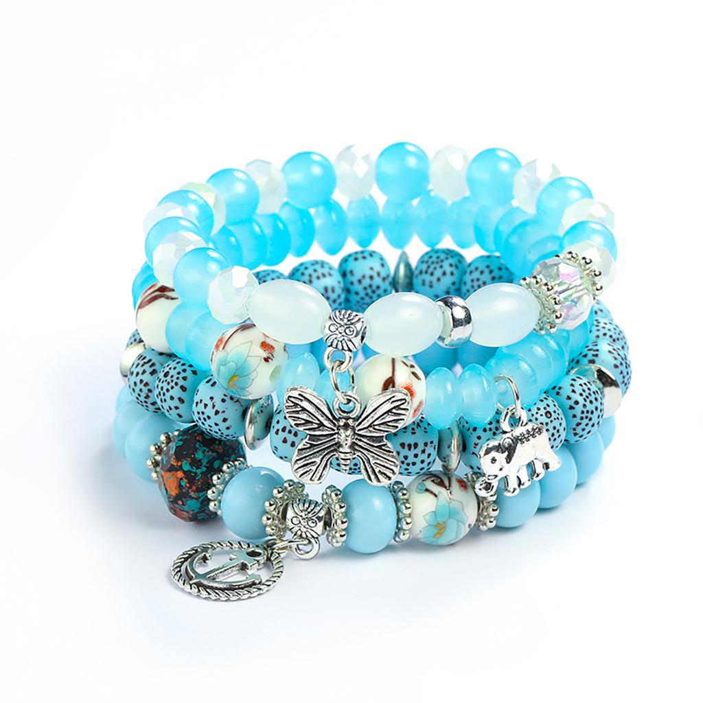 Böhmisch Chinesischer Stil Schmetterling Baby Elefant Anker Mehrschichtig Perlenarmband Damen