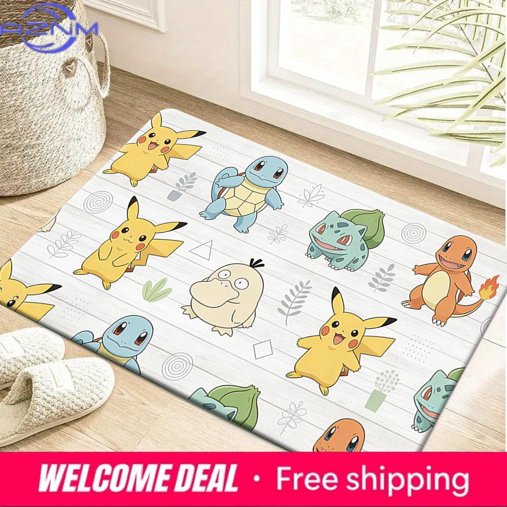 

Pokemon Pikachu and Starters Cute Pattern Print Non-slip Doormat, Soft Absorbent Floor Rug for Home Decor 40cm x 60cm
