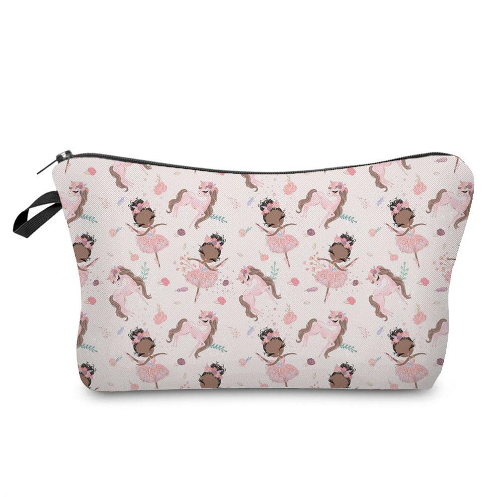 Ballet Art Girl Fashion Printed Cosmetic Bags Toiletries Organizer  School Daily Pencil CasesOutdoor Practical Makeup Bag Female