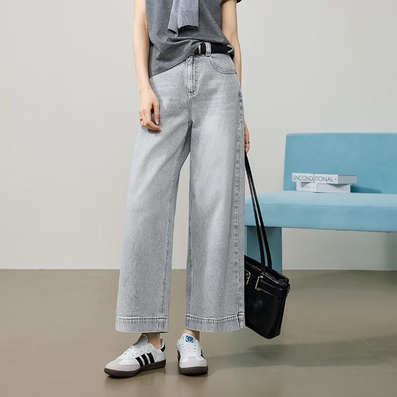 ESE-Y Women's Cropped Wide-Leg Denim Jeans