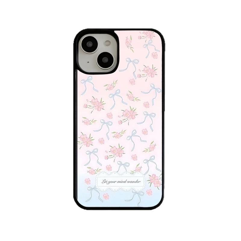 Tag bow pulverized flower for iPhone17 mobile phone case 16 matte PC14 fresh 15 large holes 12 women 13