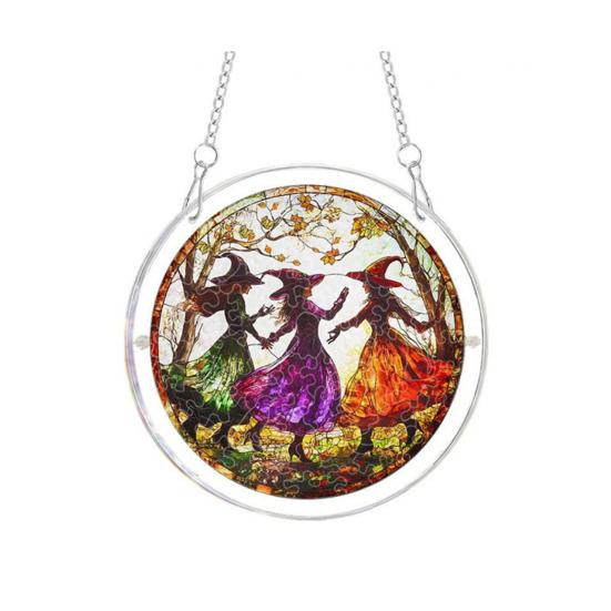 Acrylic Puzzles Suncatcher, Ghost Witch Pumpkin Window Hanging Decor, Halloween Graduation Mother's Day Birthday for Women