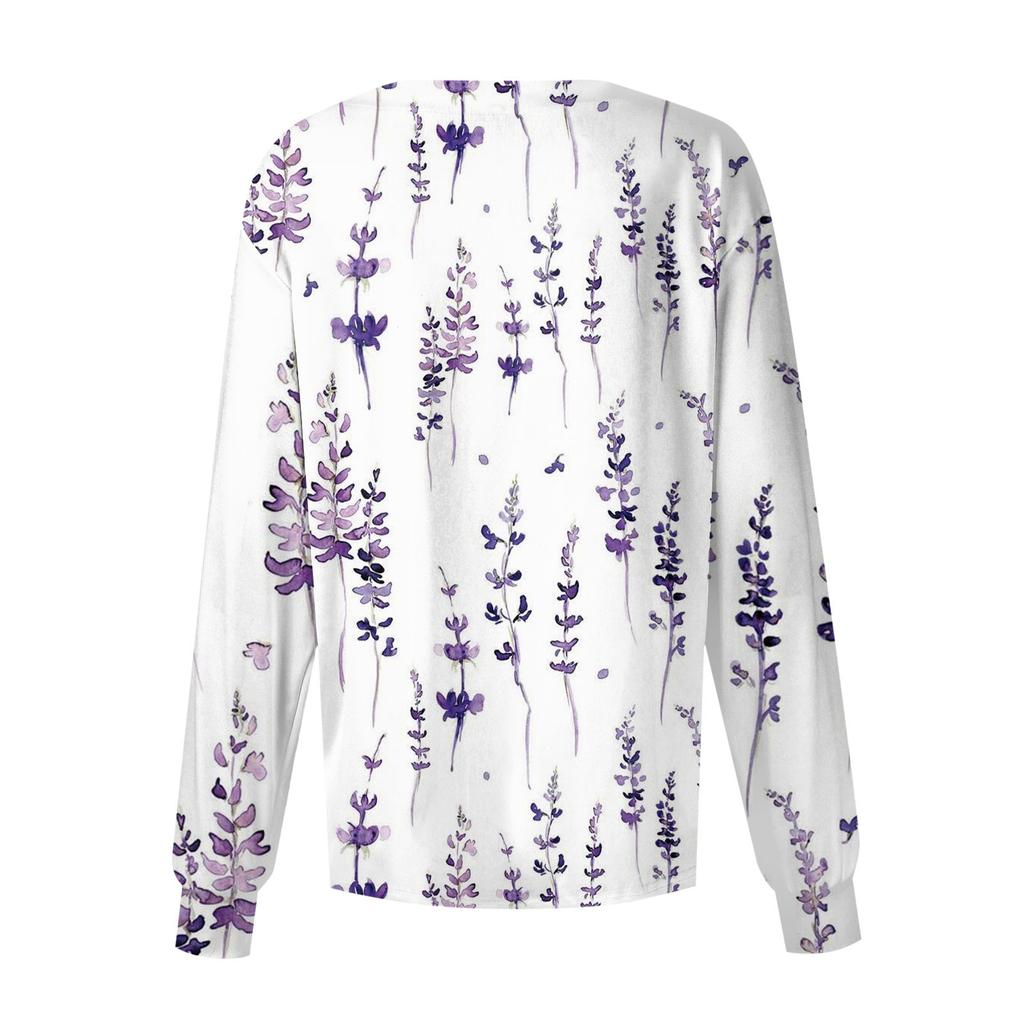 Frauen Langarm Druck Muster Tasche Arbeiten Stehkragen einreiher Schutz Overalls Strickjacke Jacke Top