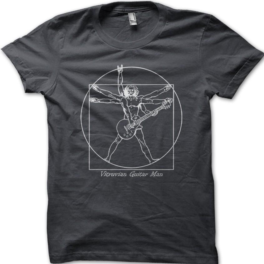 Vitruvian Guitar Man Les Paul Birthday gift printed t-shirt t-shirt 9108 S