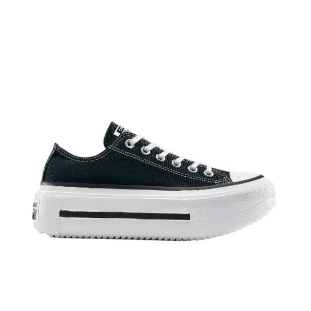 Converse Chuck Taylor All Star Lift Double Stack Black Low Platform Canvas Shoes A15490C