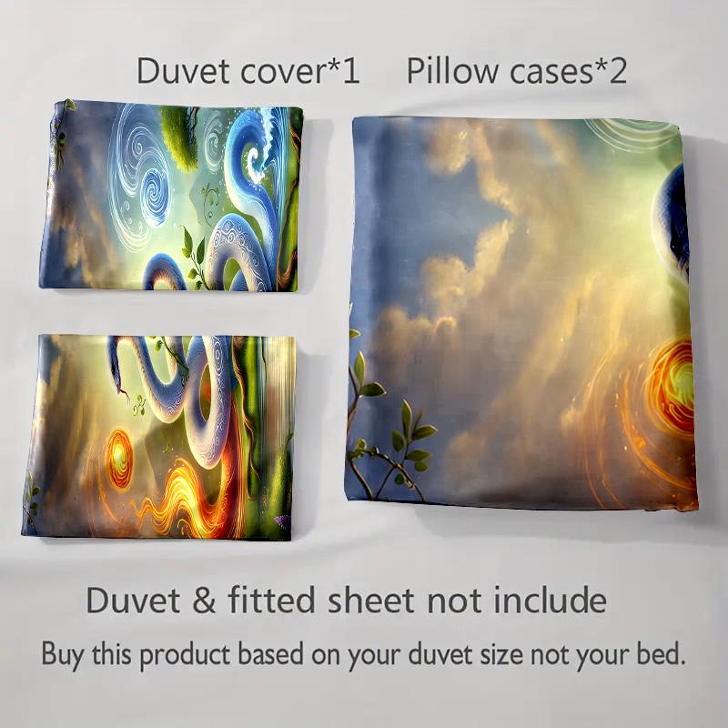 Mystical Serpent Design. Bedding Duvet Cover Sets Duvet Covers Pillowcases Gifts (1 * Duvet Cover 2 * Pillowcases, Without Duvet Insert)