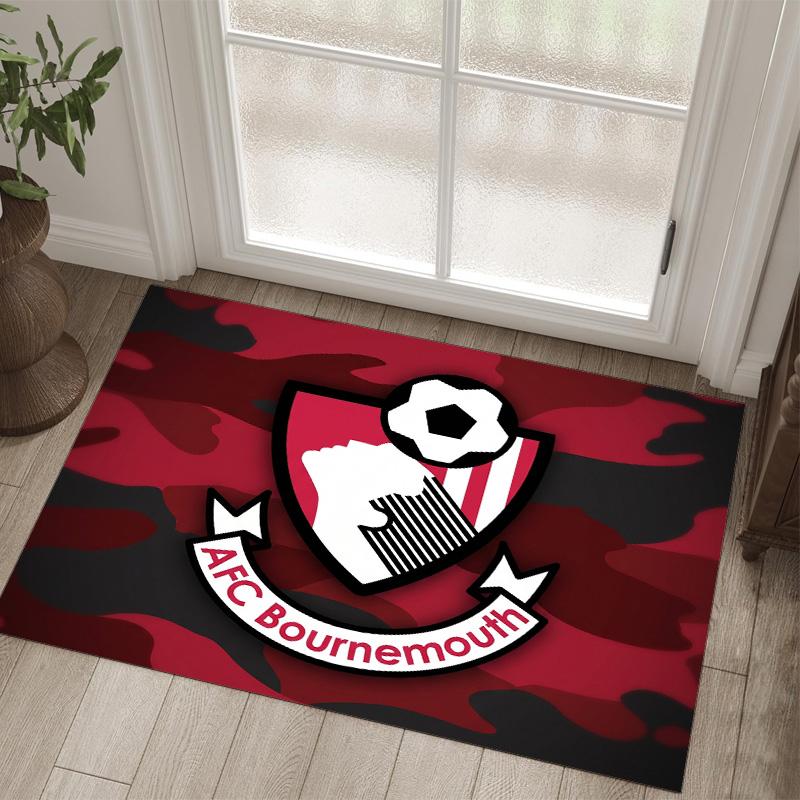 Bournemouth Football Design Crystal Velvet Carpet Cozy Non?Slip Printed Rug For Bedroom Living Room Entrance