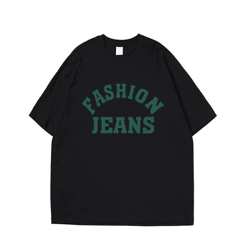 Cotton Men's Round Collar T-shirt Drop-Shoulder Five-Quarter Sleeve Loose Plus Size Trend All-Match Top