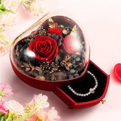 Eternal Flower Gift Box Creative Valentine's Day Heart Tumbler Jewelry Storage Box Holiday Gift Box