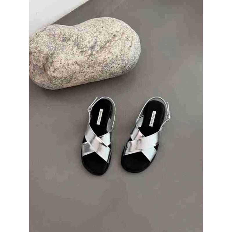 

2025 summer new casual beach vacation roman sandals cross soft sole open toe back strap flat sandals women 39 серебряный