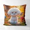 Cute Bichon Frise Throw Pillow Covers Home Decor Polyester sofa decorative cushion cov Headboard Pillow (Without Pillow Core