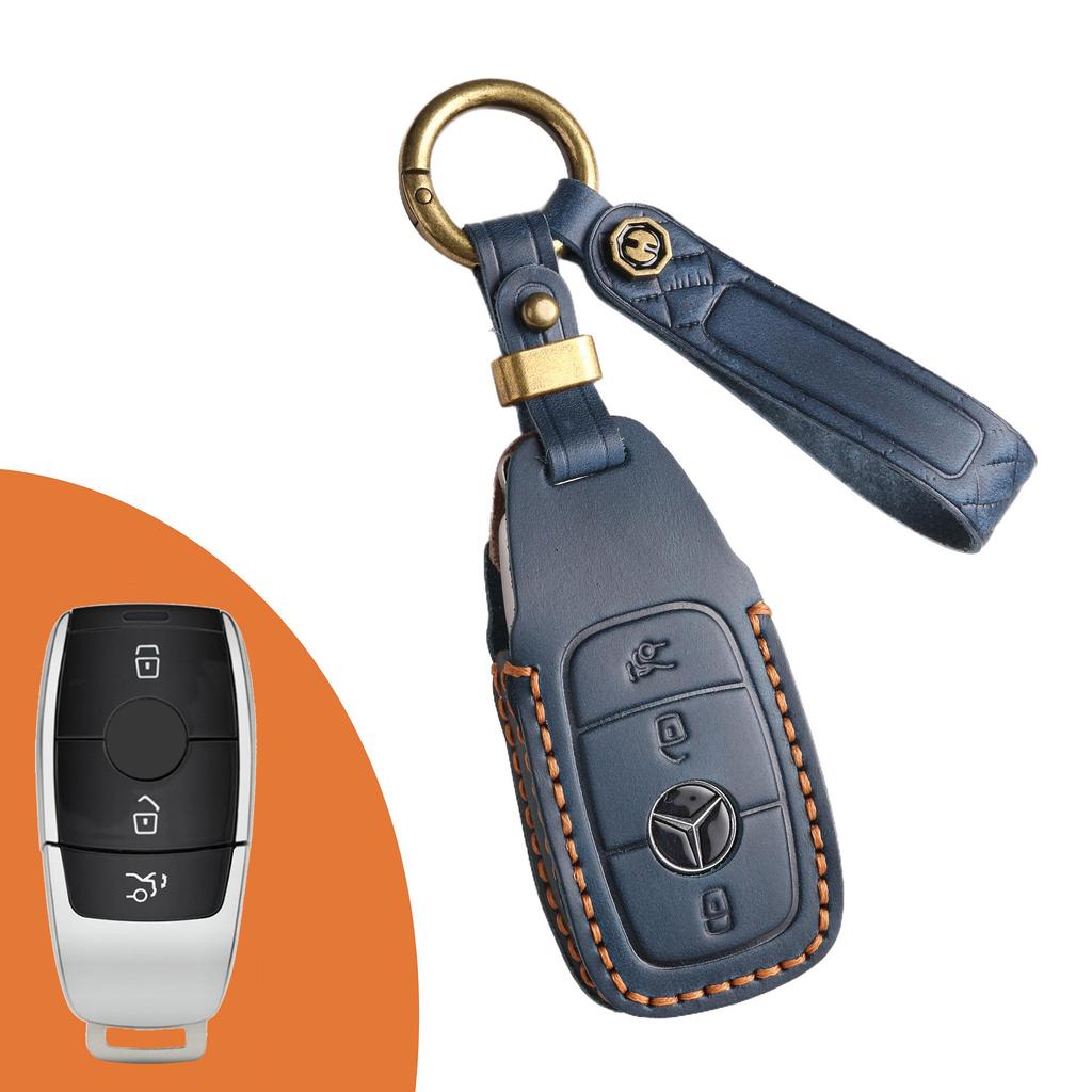 Husa de Chei Auto din Piele Naturală Lucrată Manual pentru Chei Mercedes-Benz, Unisex