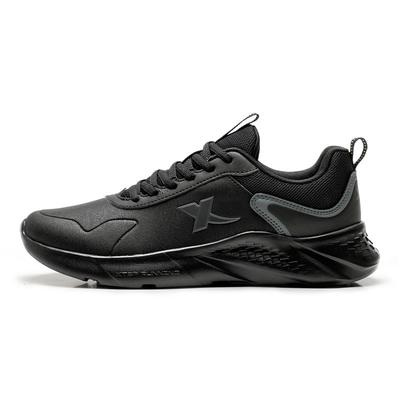 Skórzane Amortyzujące Antypoślizgowe Odporne na Ścieranie Ciepłe Niskie Buty do Biegania Męskie Sneakersy Czarne Węglowo-Szare 79419110032-7