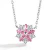 Korean Fashion Pink Quartz Silver 925 Jewelry Necklace for Women Luxury Pendant Necklaces Wedding Party Birthday Gifts