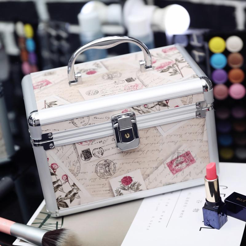 Aluminum Alloy Cosmetic Case Handheld Double Large-capacity Portable Storage Box Professional Makeup Artist Makeup Case