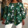 Women's fashionable printed round-neck T-shirt, with asymmetrical cross-over hem design, machine washable