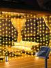 1 Pack 300 LED Solar Curtain Light Outdoor, 8Modes, Fairy Lights, IP44 Waterproof,Garden Wall Christmas Decor 9.8Ftx9.8Ft