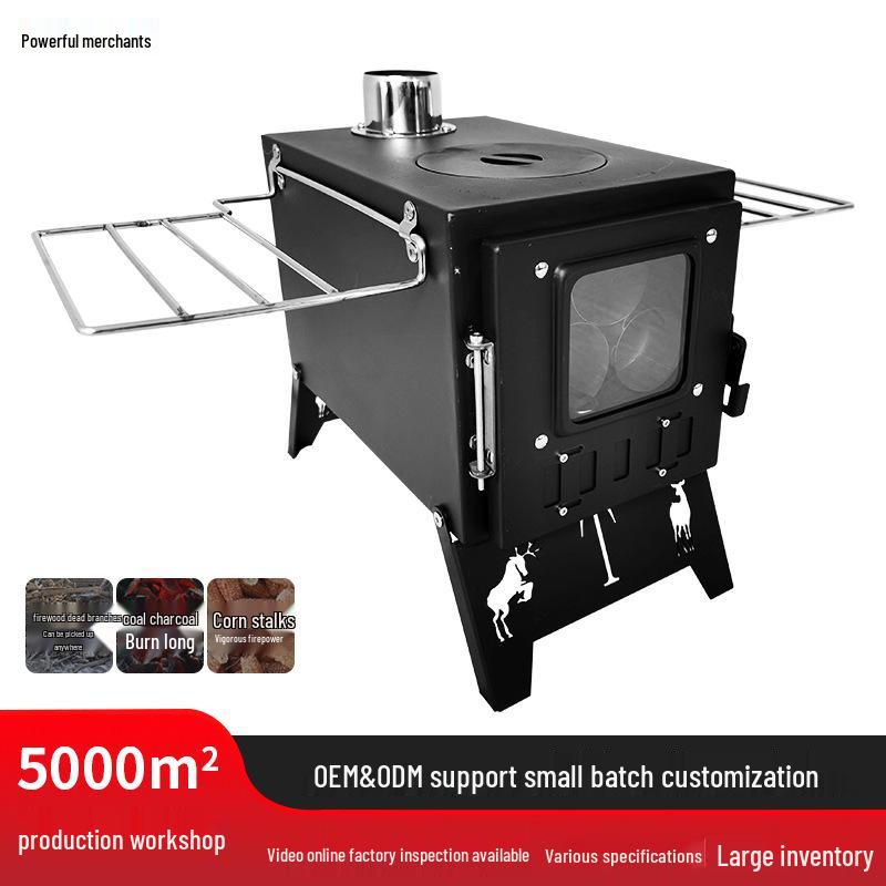 Outdoor Camping Wood-Burning Stove & Stainless Steel Tabletop Heater