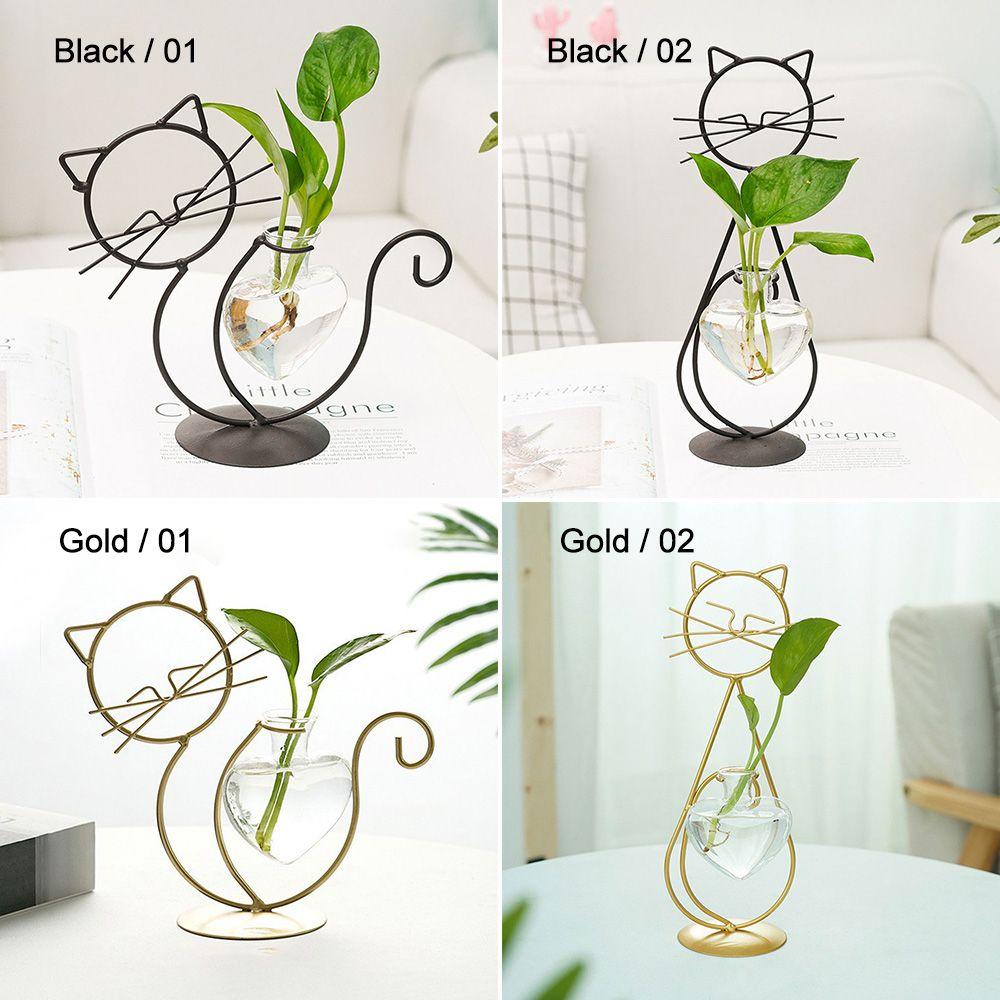 Heart Shape Simple Cat Hydroponic Plant Vase Flower Arrangement Clear Glass Vase Plant Flower Pot