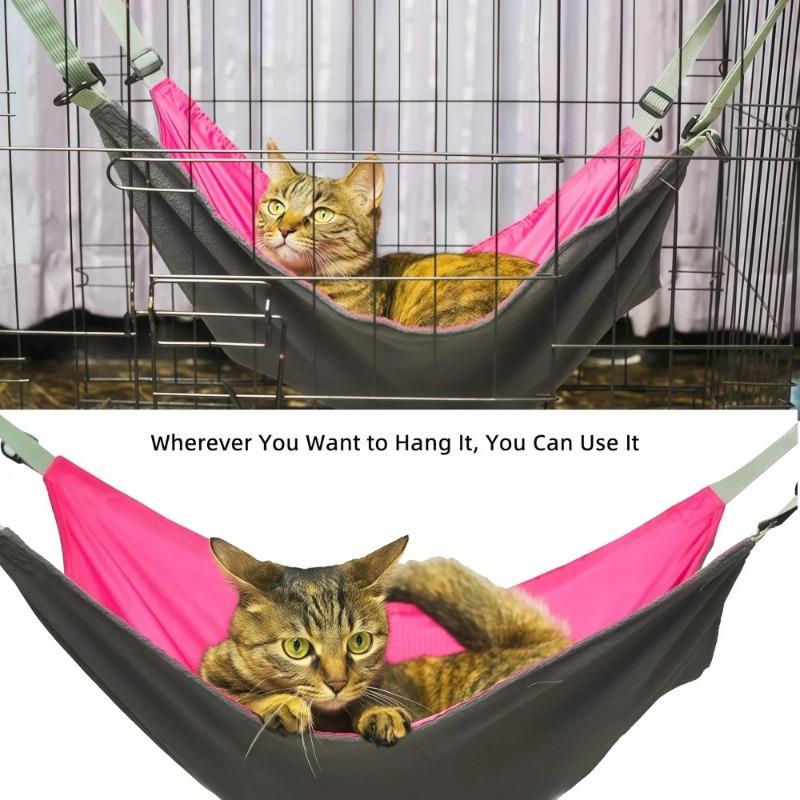 Hanging Cat Hammock, Pet Hammock for Cage, Adjustable Cat Bed Two Sides Comfortable/Waterproof Resting Sleepy Pad for Cats Small