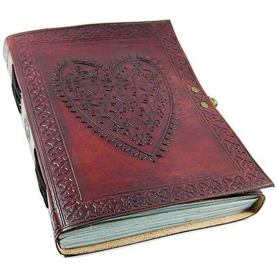 Album fotografico in pelle con cuore goffrato, rilegato in carta fatta a mano, quaderno