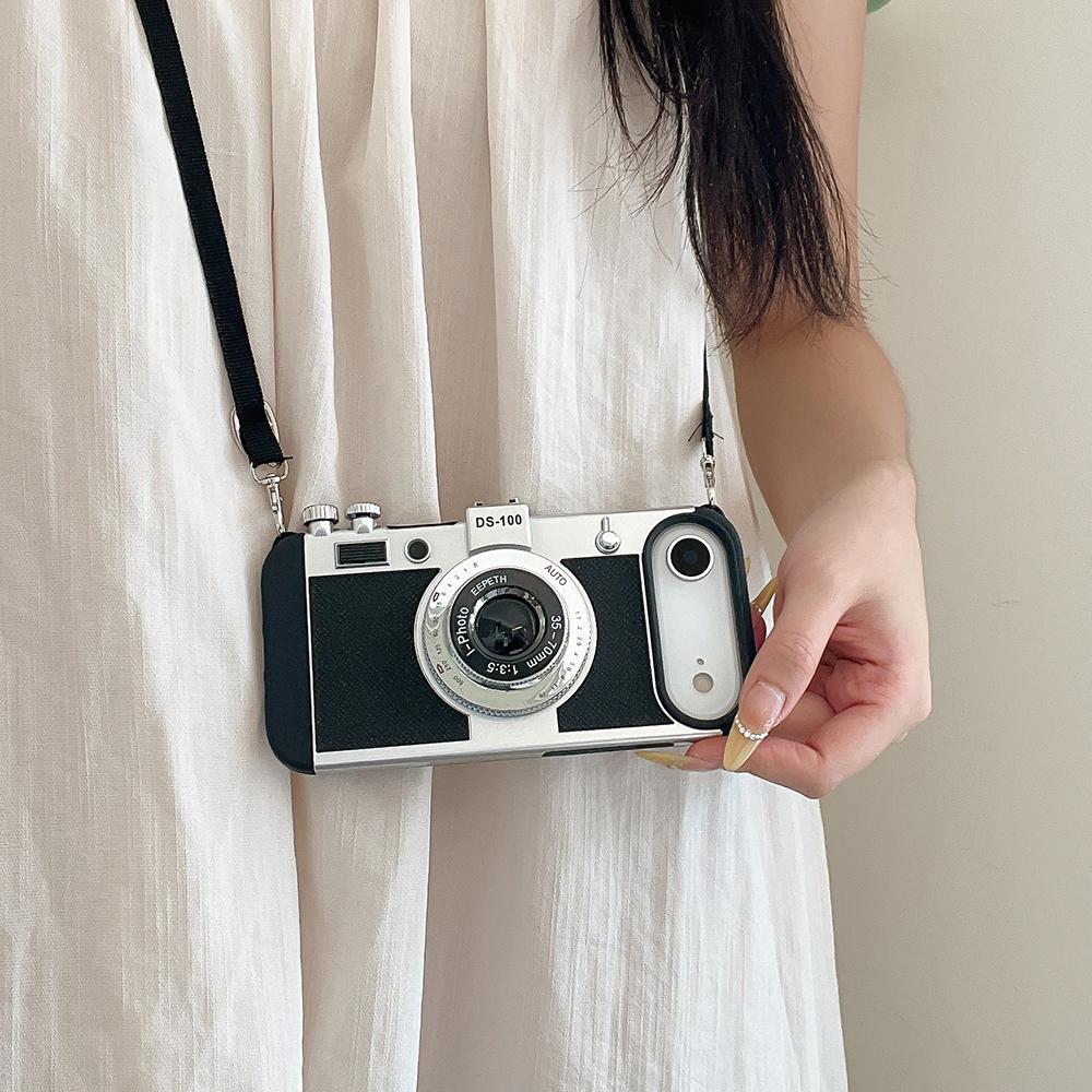 Kamera Muster Crossbody Lanyard Seil Handyhülle Für iPhone 17 16 15 14 13 12 11 Pro Max Weiche Stoßfeste Silikonhülle Mädchen