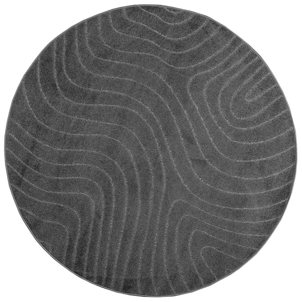 Area Rugs Round PALMERAS Anthracite Ø 120 Cm Polyester
