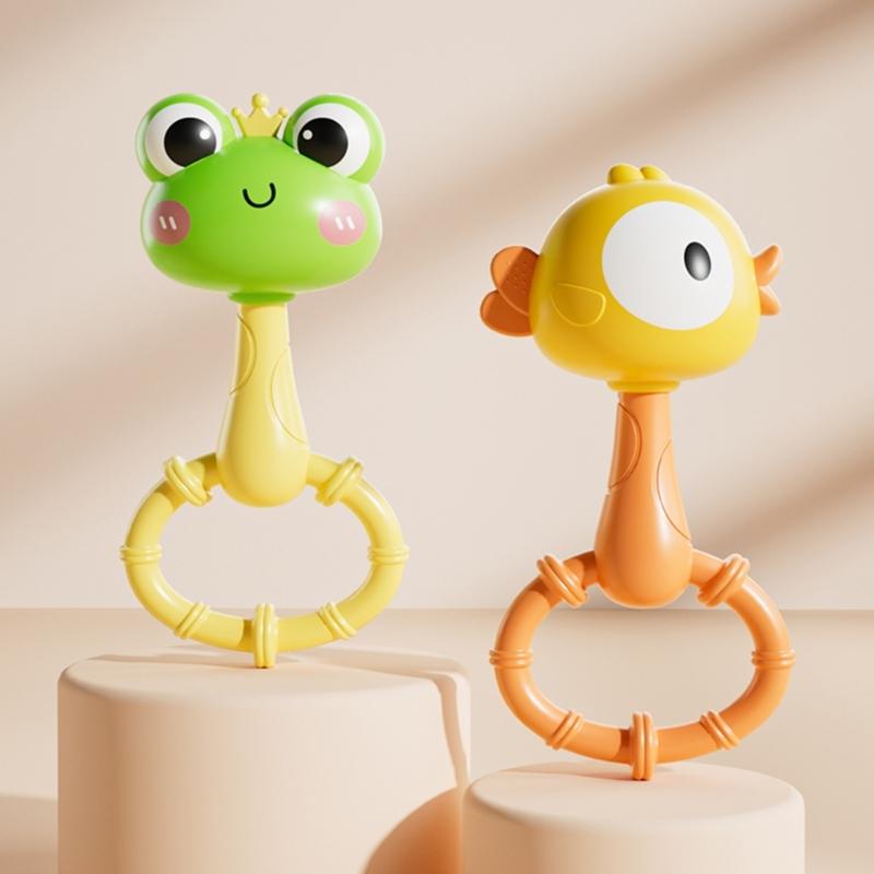 Cartoon Rattle Toy With Rustling Sound Effects ABS Plastic Teething Rattle For Infant Toddler Fine Motor Skill Training
