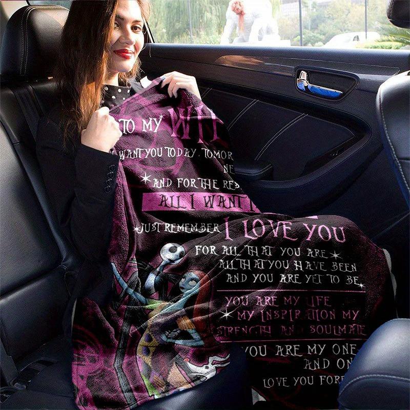 1pc Jack Skellington Printing Flannel Blanket Ideal for Travel Sofa Beds and Home Decor Ideal Birthday or Holiday Gift Available for All Sea