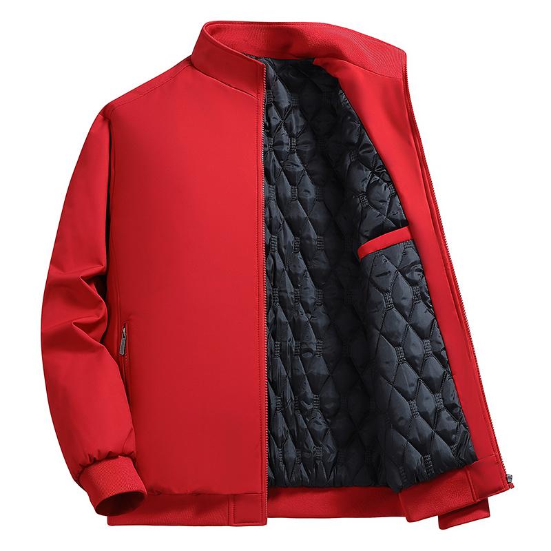 New middle-aged and elderly jacket men's jacket with cotton thickened thermal stand-up collar top dad large size casual cotton-padded clothes