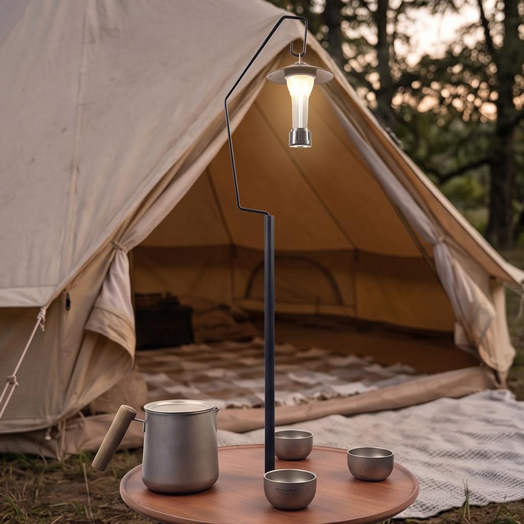 Portable Camping Folding Lamp Pole with Storage Bag Collapsible Aluminum Lantern Stand for Outdoors Camping RV Tents Garden Use