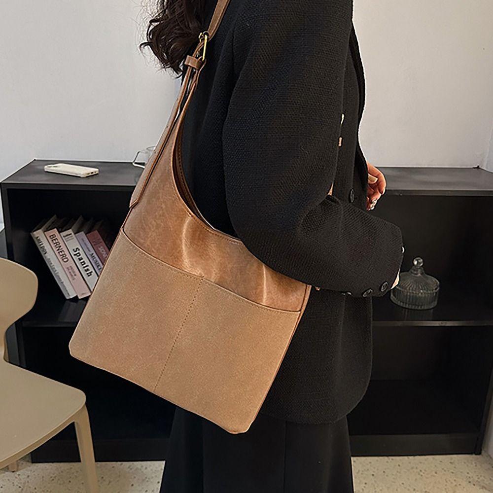 

Сумка через плечо с контрастной строчкой, женская большая вместительная сумка, сумка для подмышек, ежедневная формулировка