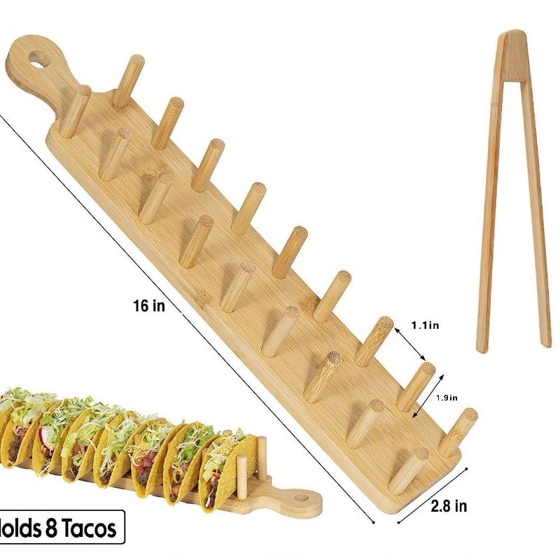 Bambus Taco Halter Hält 8 Tacos Jeder Taco Ständer Mehrzweck Lebensmittelständer Hartschalen Tacos Rack Für Küche Charcuterie Tortillas