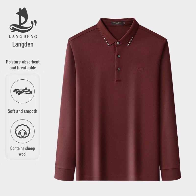 Men s Wool Blend Long-Sleeve Polo Shirt L