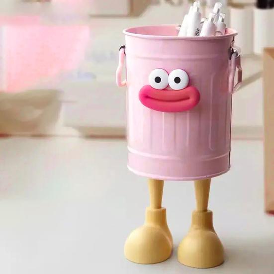 Ins High-value Cartoon Personality Pen Holder Student Desktop Office Large Capacity Cute Simple Retro Storage Bucket