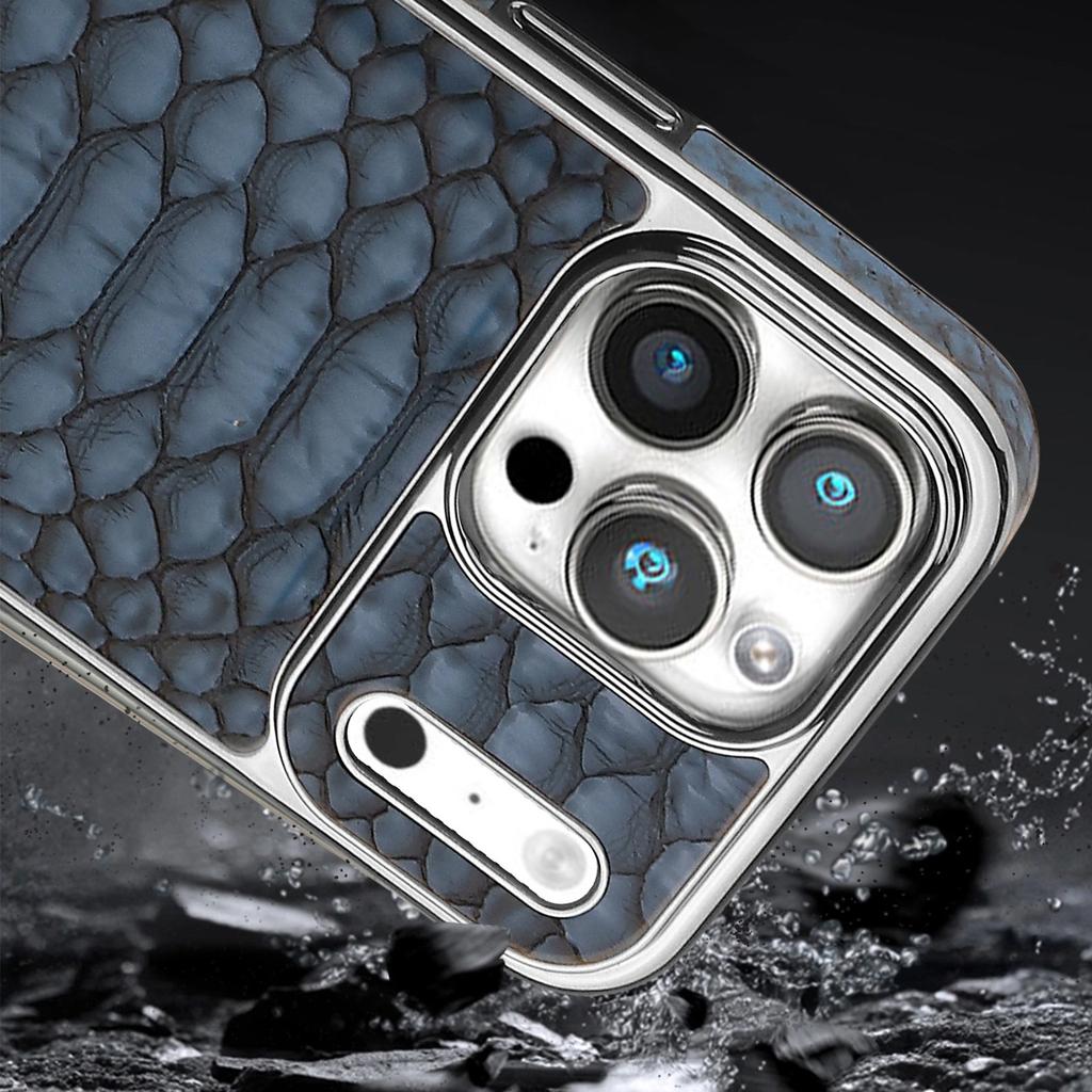 Plating Bumper High-end Leather Case for iPhone 17 Pro Max 17 Air 16 Plus 15 14 13 12 Snakeskin Pattern Soft Edge Phone Cover