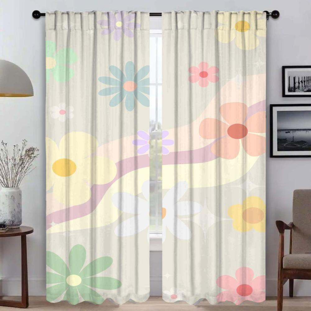 Tende oscuranti per tende a fiori per fotocamera Tende per camera dei bambini Decorazione di Halloween Tenda per finestra Tulle per camera da letto Tende divisorie