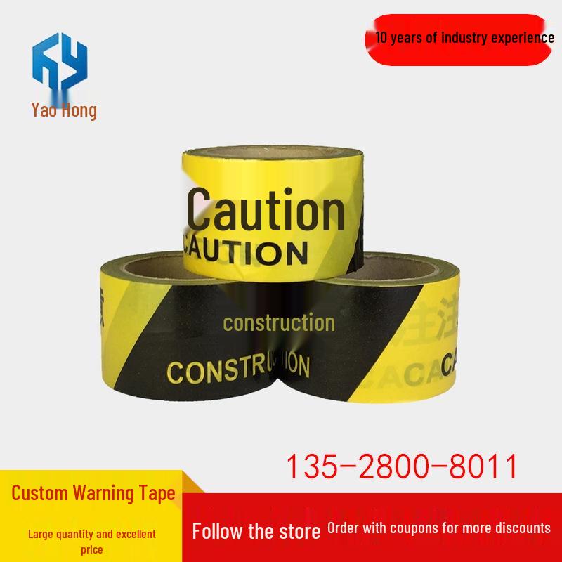 

4-Mil Yellow-Black Construction Caution Tape, 100m - Ground Burial Isolation Belt/Guardrail