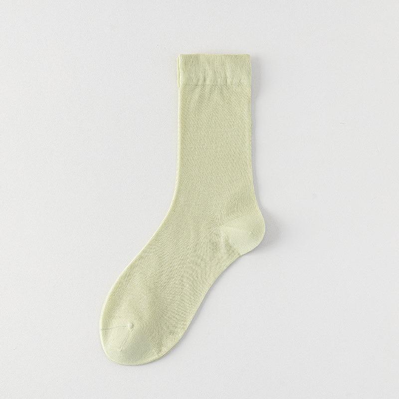 Summer Thin Mulberry Silk Socks, Solid Color Mesh, Breathable, Boneless, Odorless, Antibacterial, Women's Mid-leg Socks