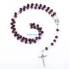 Crystal Beads Rosary Necklace Catholic Holy Land Baby Christian Jesus for Cross Necklaces Religious Jewelry Men D57B