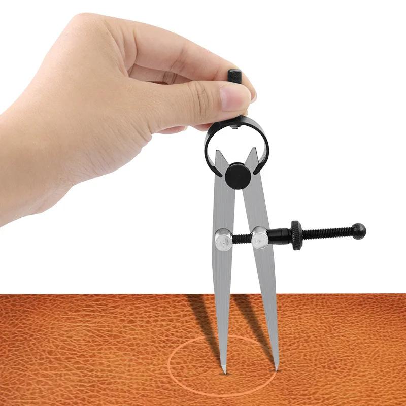 Adjustable Leather Compass Lockable Carbon Steel Divider Wing Creaser DIY Leathercraft Projects-Rotating Scratch Gauge Tool