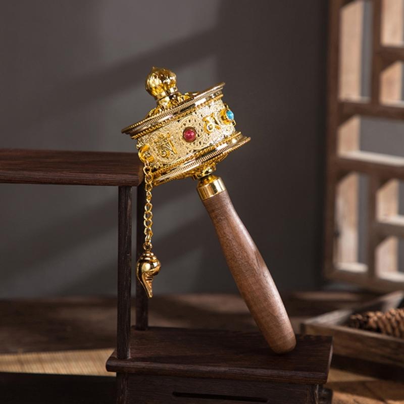 Tibetan Prayer Wheel, Handheld Prayer Wheel Tibetan Buddhisms Six Word Mantras Hand Cranking Buddhist Prayer Wheel